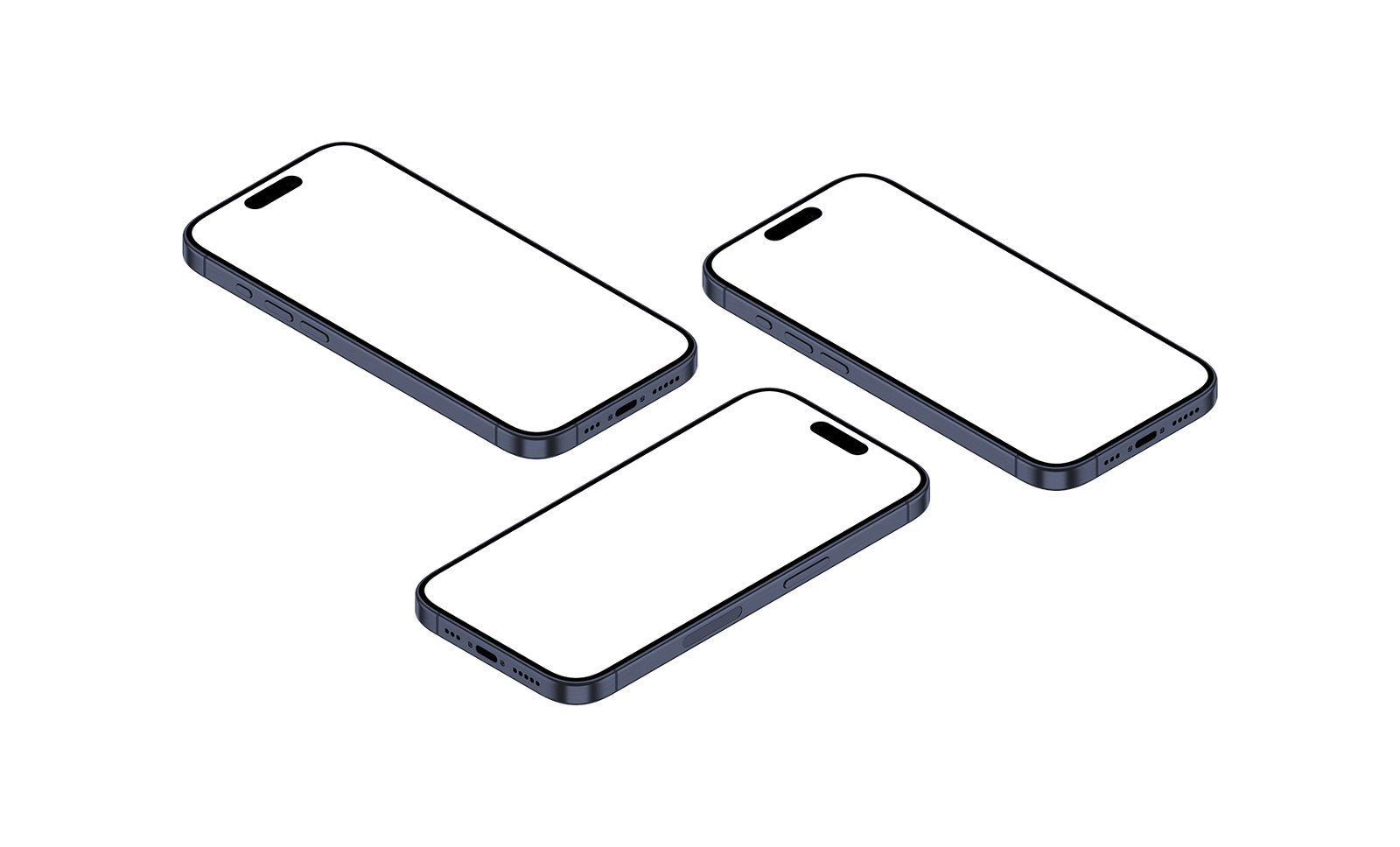 43-iPhone 15 Pro PNG - Isometric View Blue Titanium