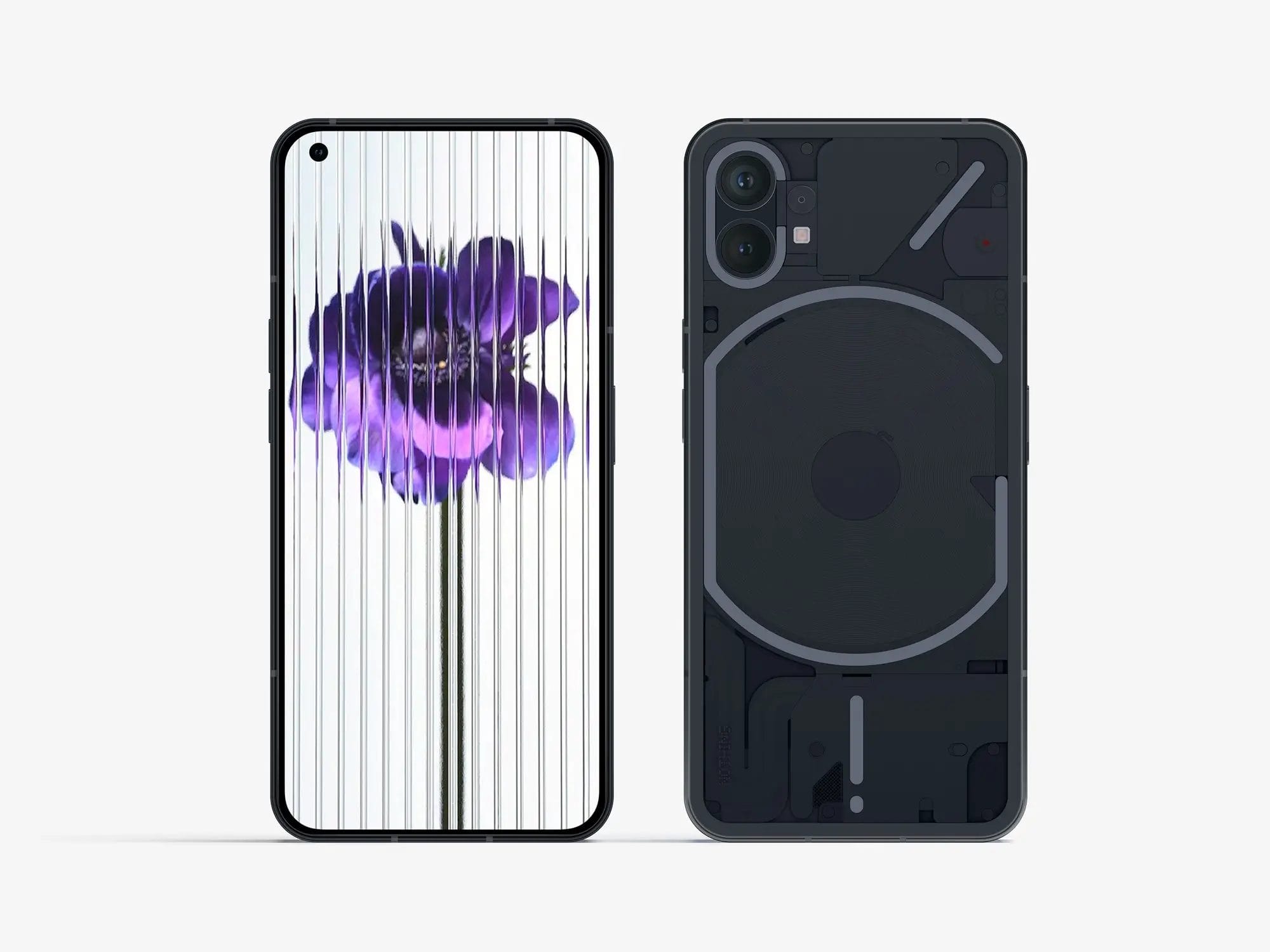 Black Nothing Phone 1 on Transparent Background