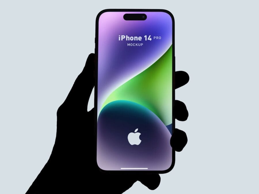 Free Hand Holding iPhone 14 Pro Mockup