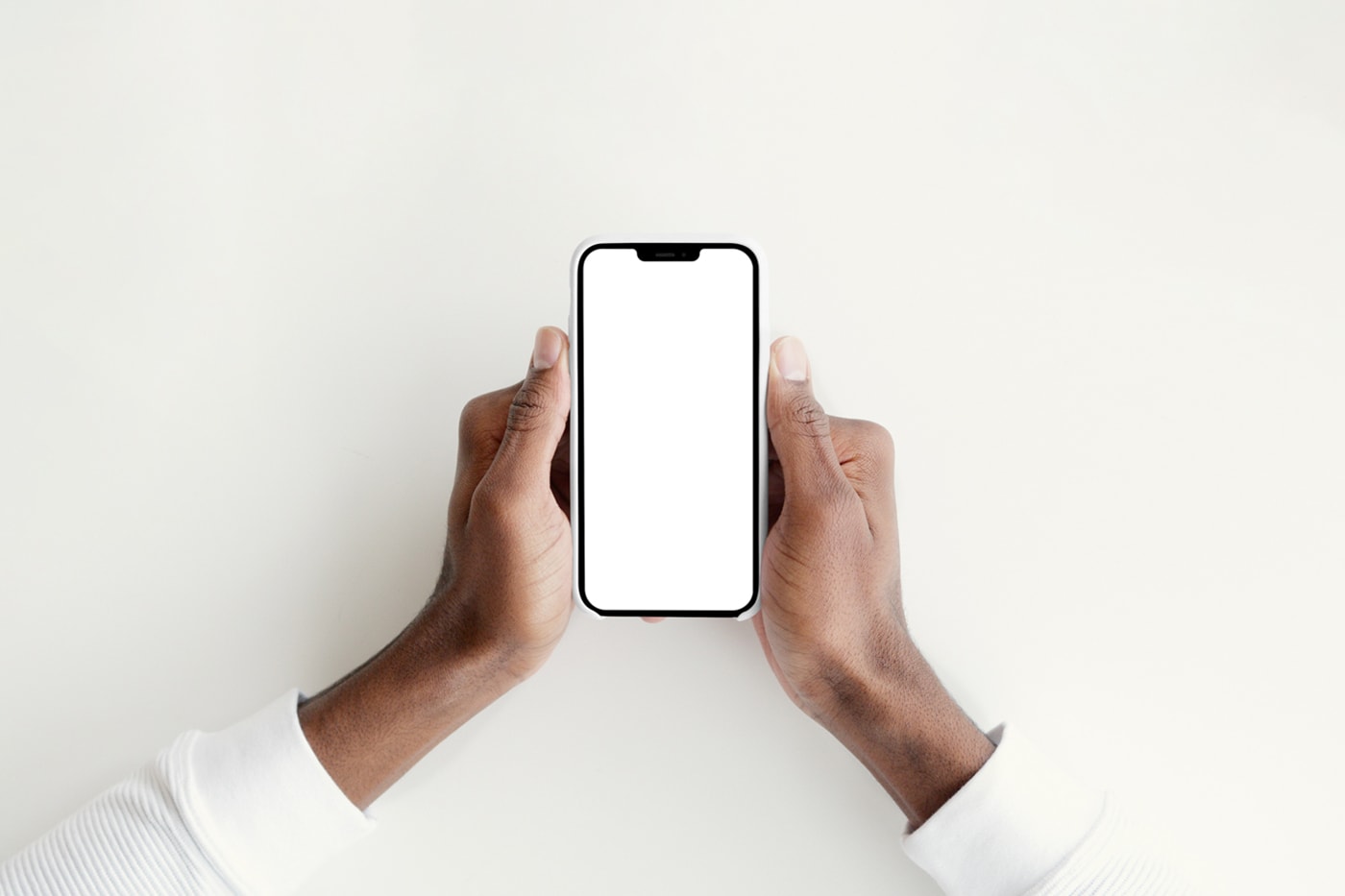 Free Hand Holding Phone Mockup Blank Screen