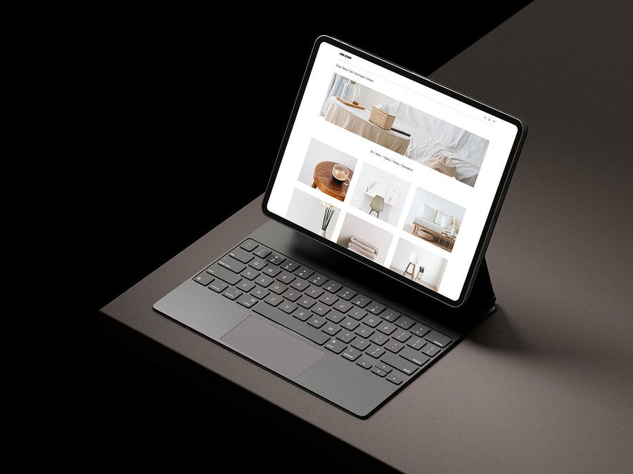 Tablet on dark background mockup