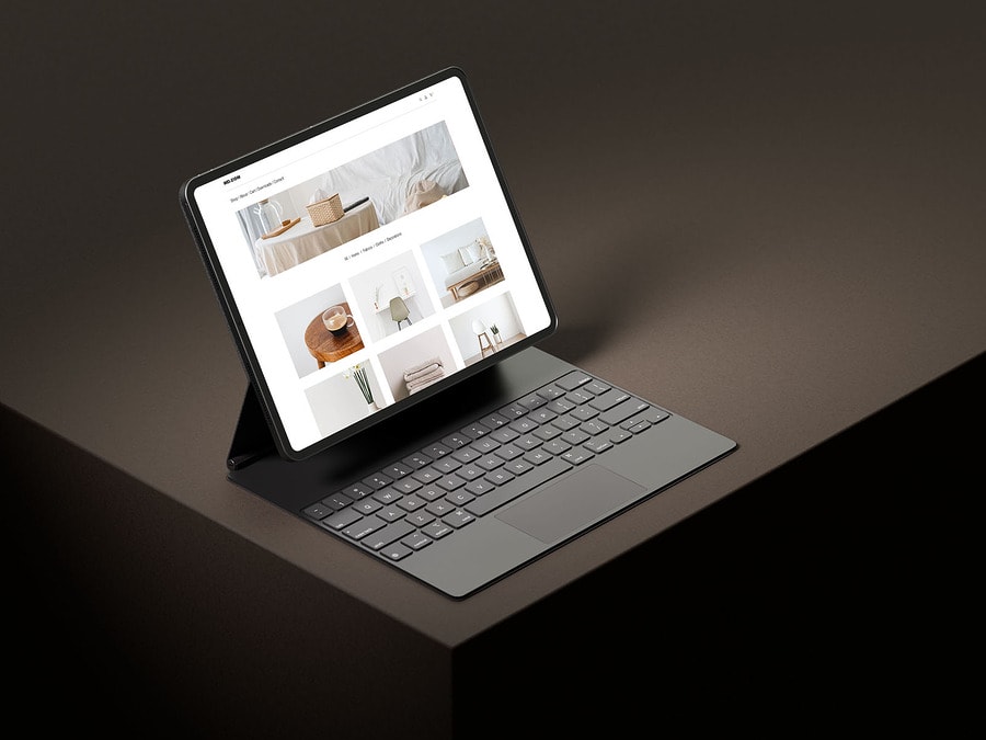 Tablet on dark background mockup