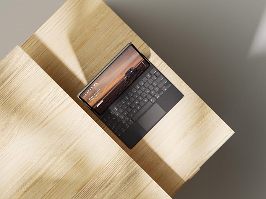 4 Free Tablet Mockup on Desk