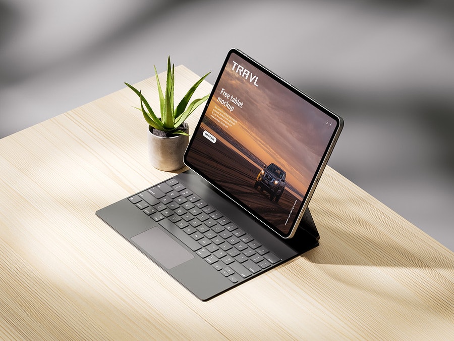 4 Free Tablet Mockup on Desk