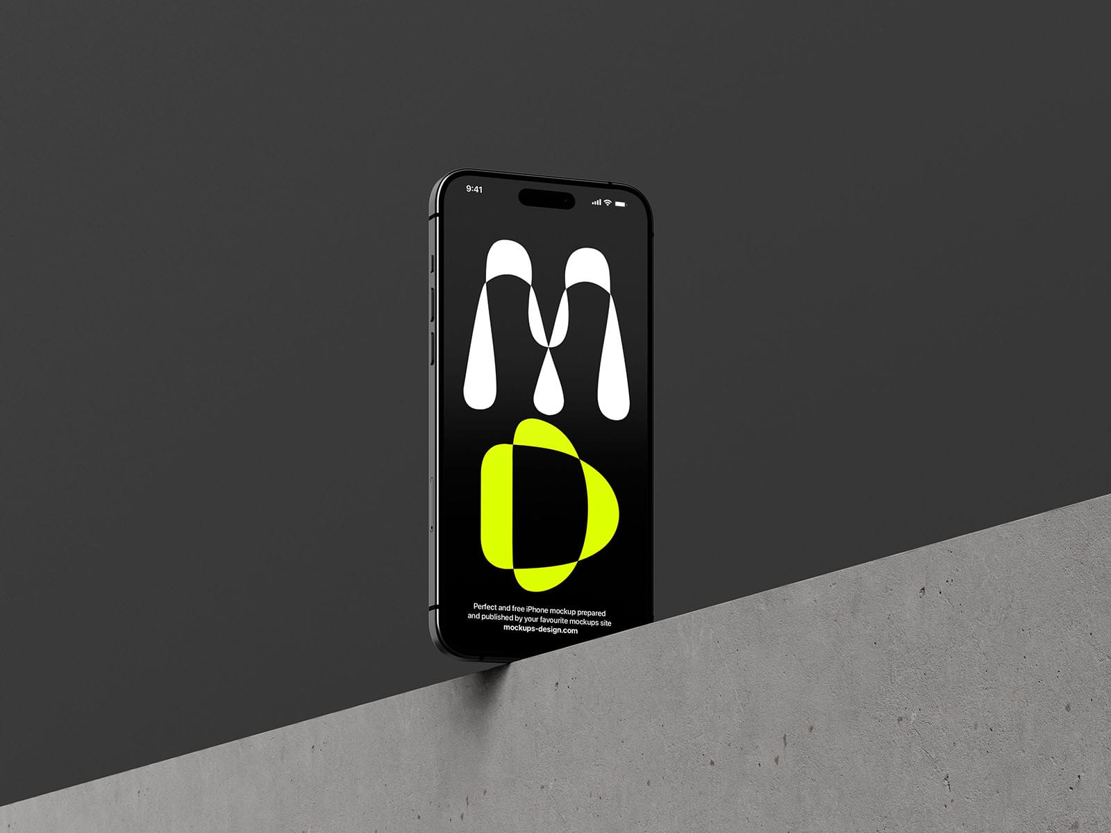 Free iPhone 15 on concrete mockup