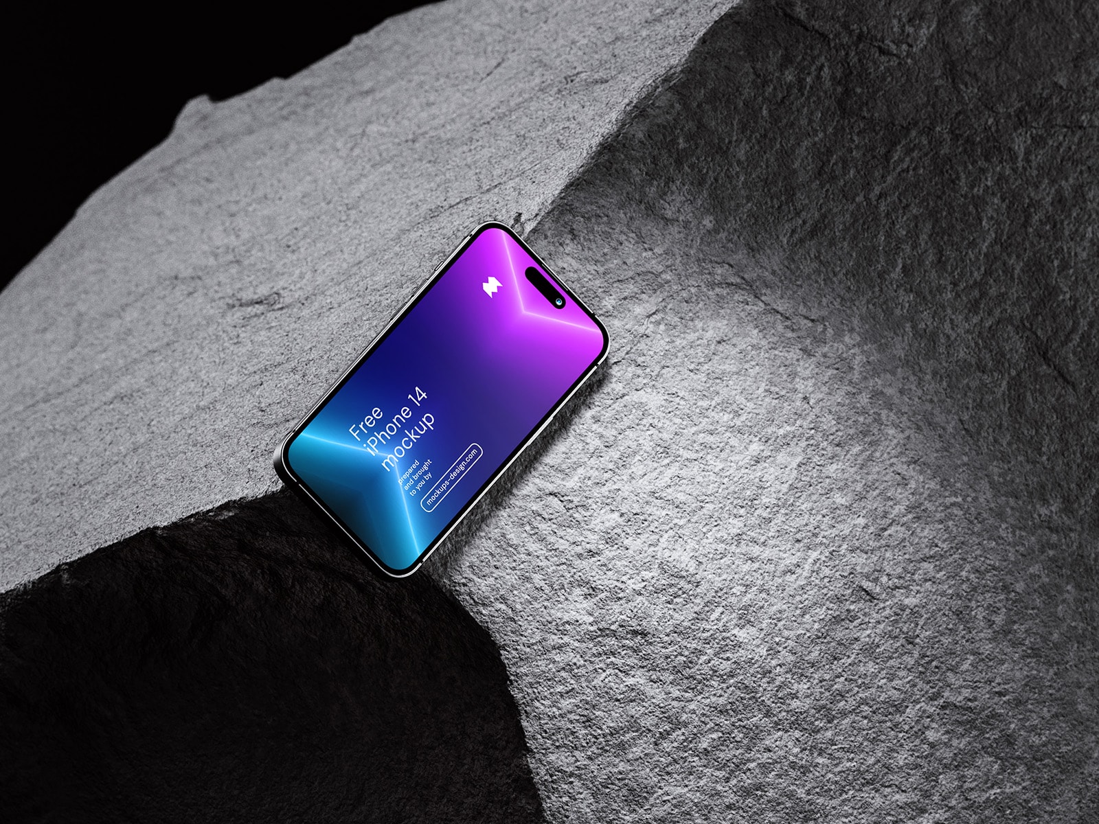 iPhone on rock mockup
