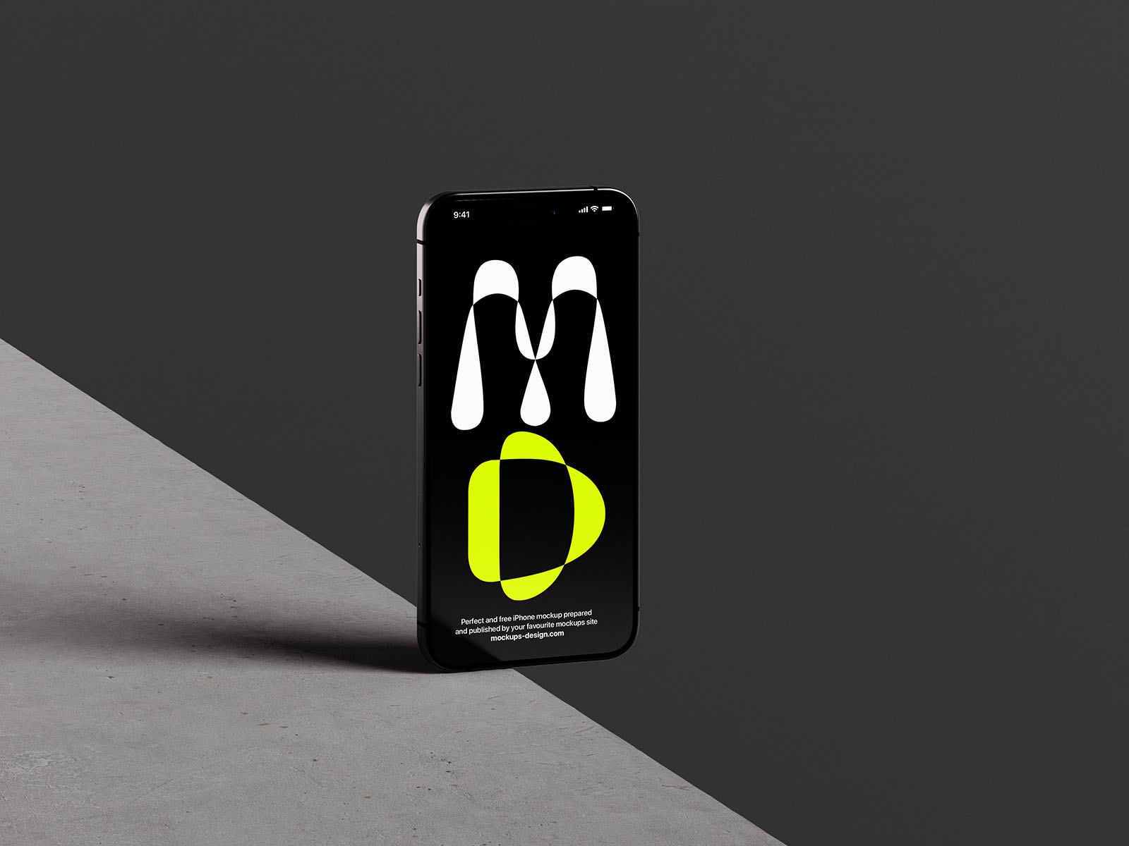 Free iPhone 15 on concrete mockup