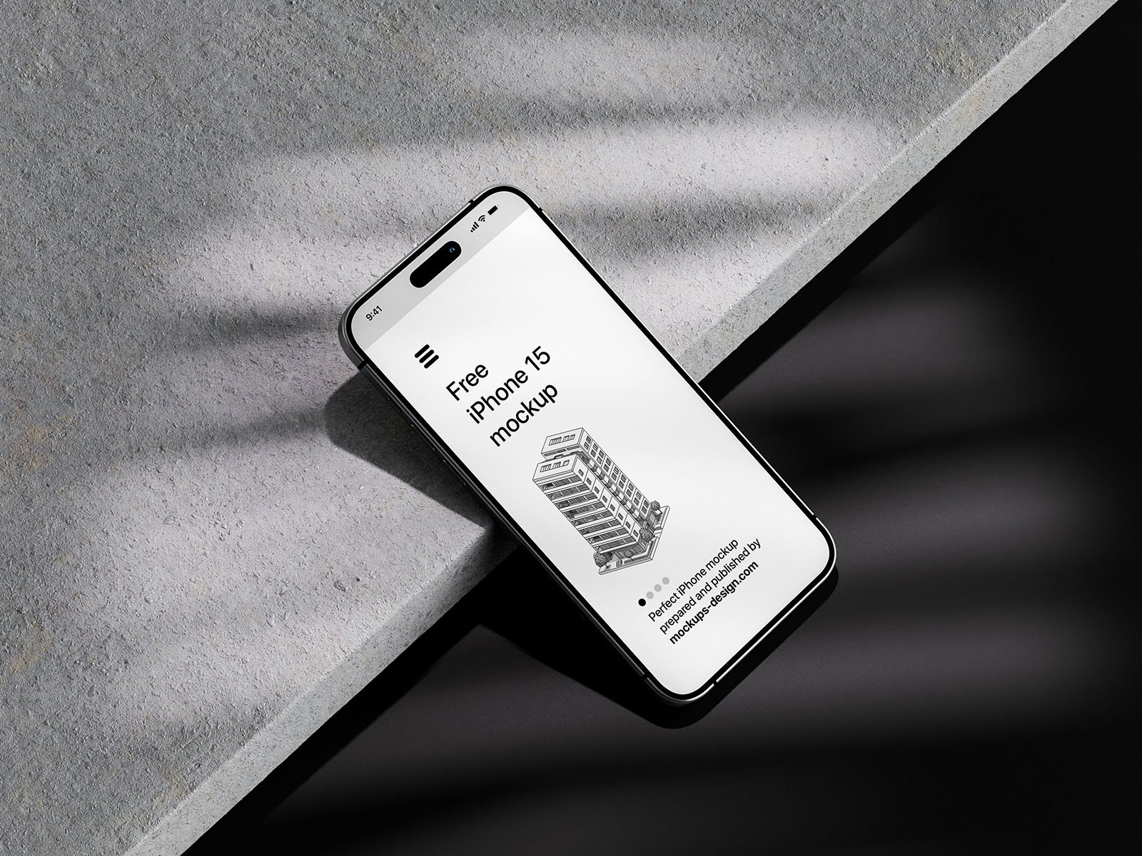 iPhone 15 on dark Concrete mockup