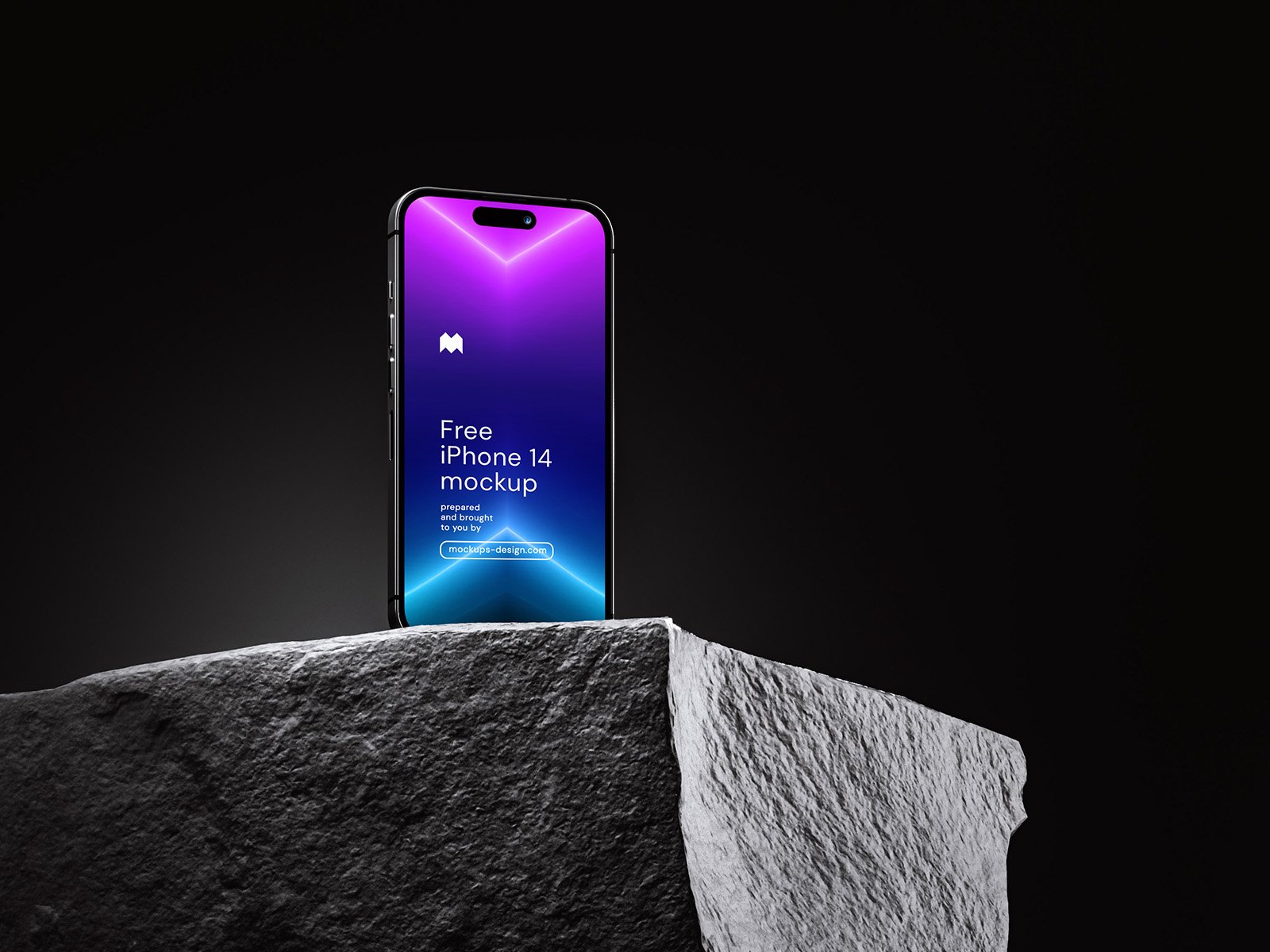 iPhone on rock mockup