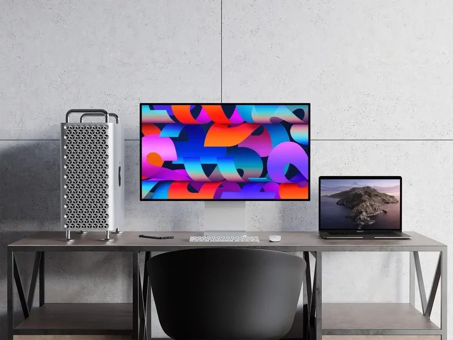 Mac Pro and MacBook Pro Mockup on a Table