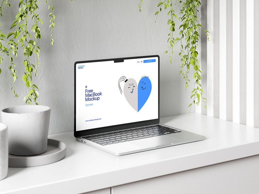 MacBook Air on a Table Mockup