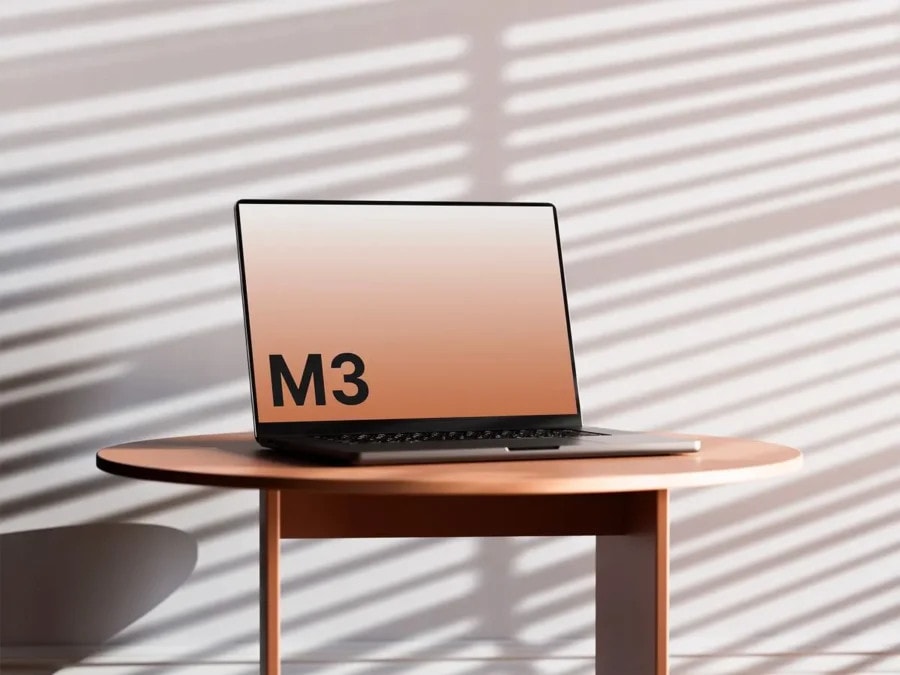 Macbook Mockup on a Stool