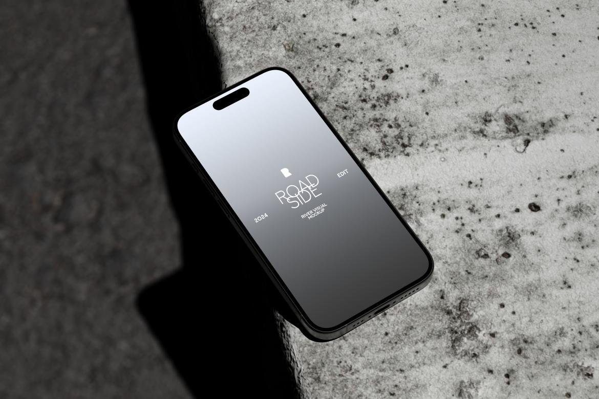 Road Side iPhone 15 Pro Mockup