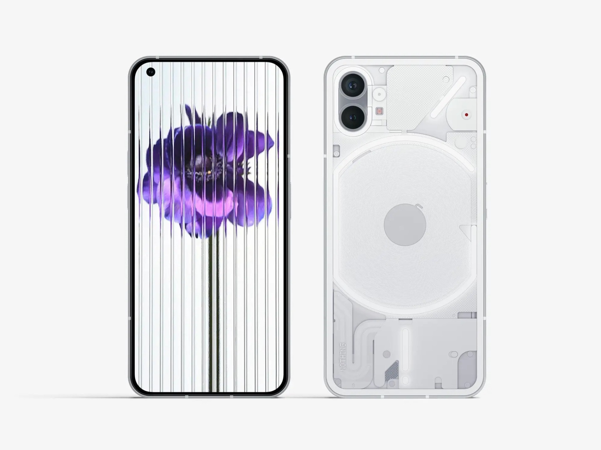 White Nothing Phone 1 on Transparent Background with Glowing Strp