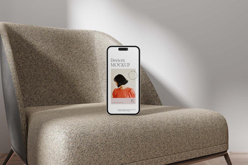 iPhone Mockup on Chair
