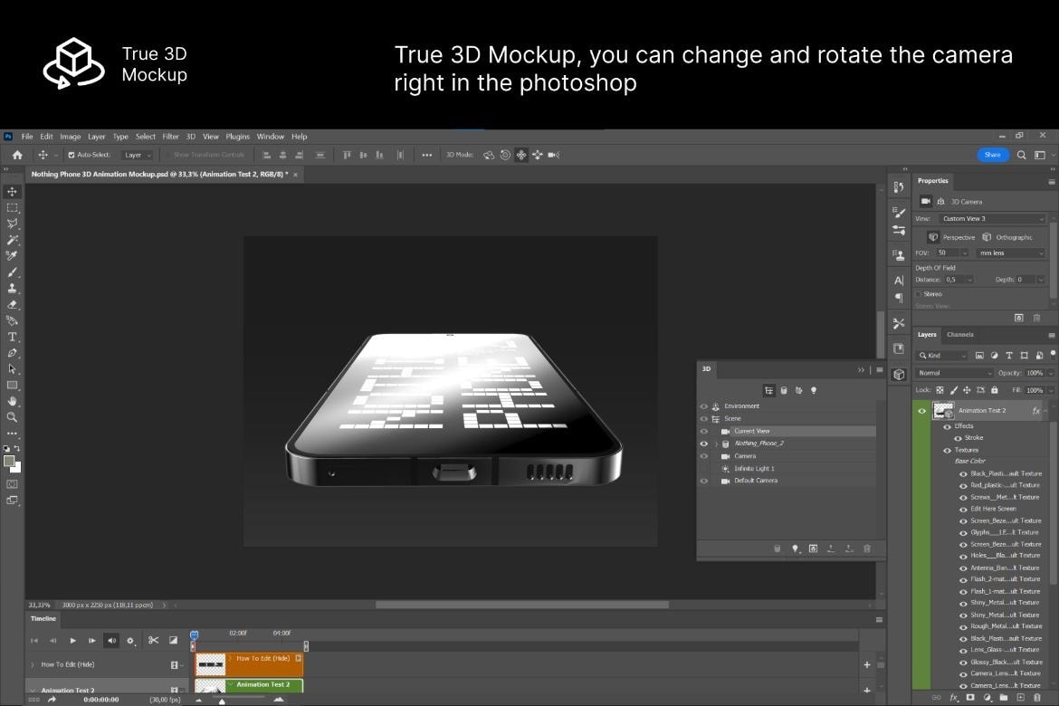 3D animation nothing phone mockup