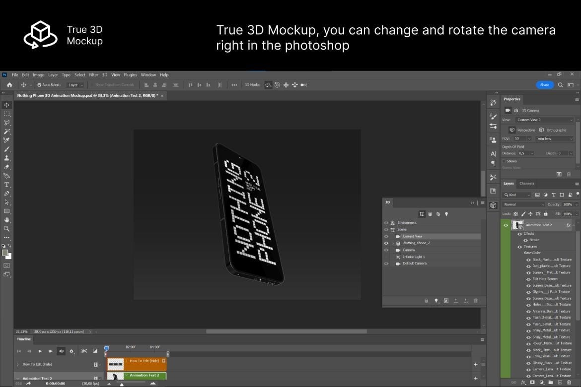 3D animation nothing phone mockup