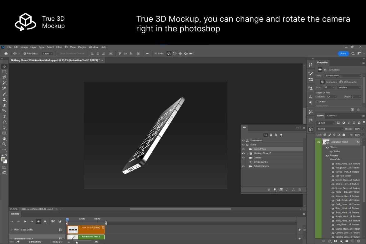 3D animation nothing phone mockup
