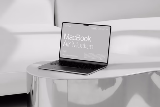 free MacBook air mockup on office desk