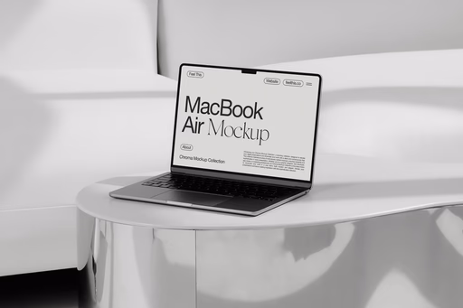 free MacBook air mockup on office desk