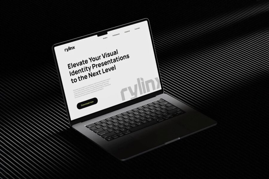 free MacBook mockup with shadows