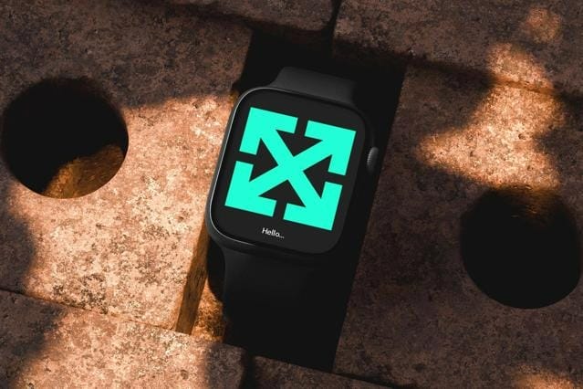 free apple watch mockup on urban brick