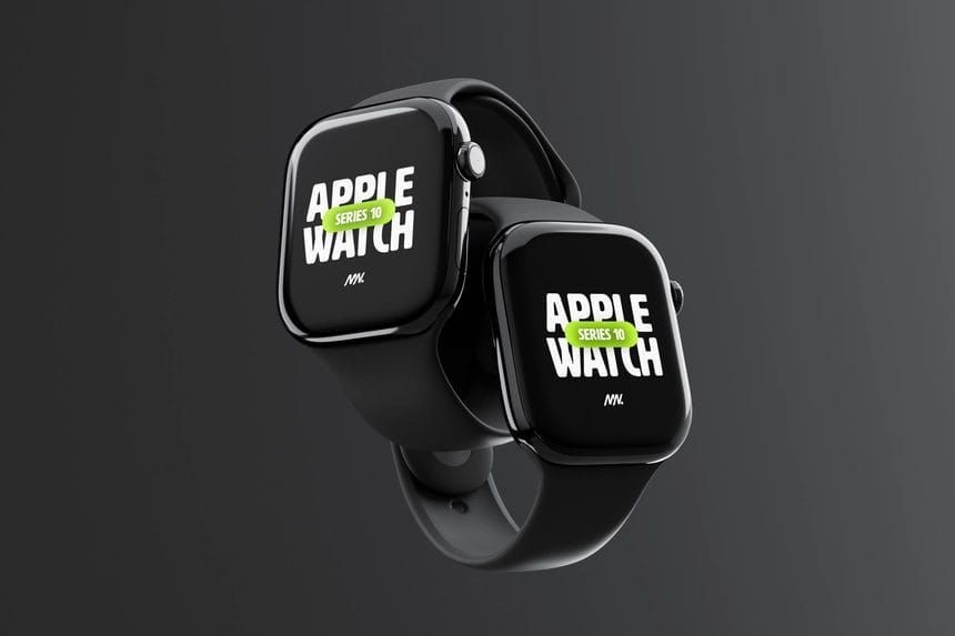 free apple watch series 10 mockup two floating