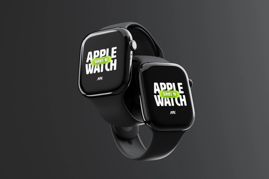 free apple watch series 10 mockup two floating