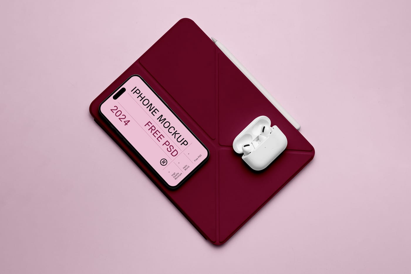 free device mockup with accessories