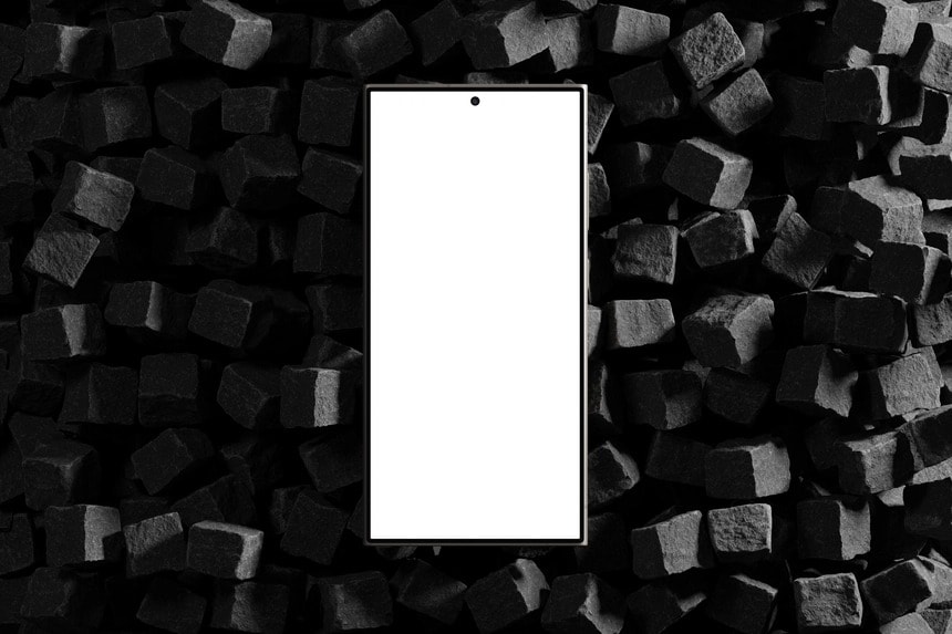 free galaxy s24 ultra mockup on cube stones