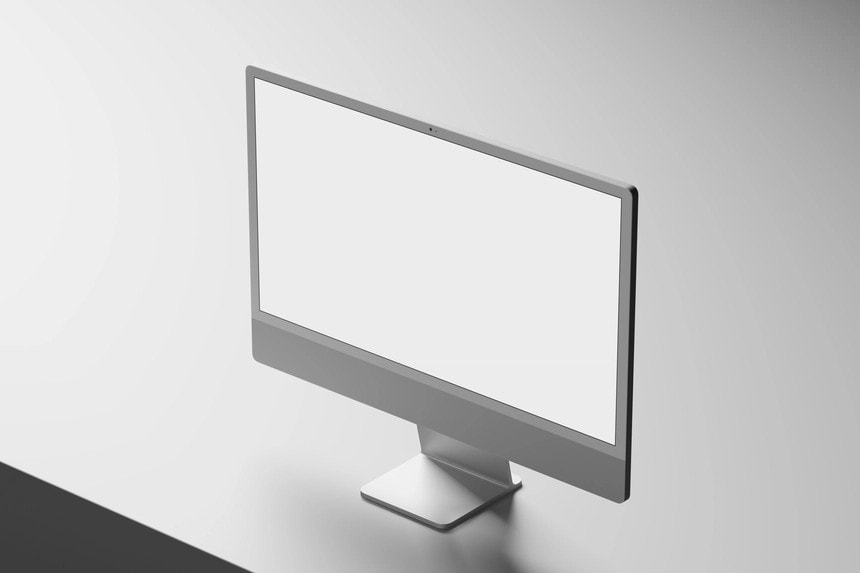 free iMac mockup silver color
