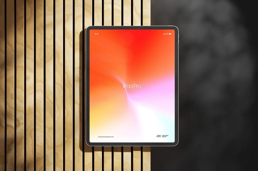 free iPad pro mockup on aesthetic background