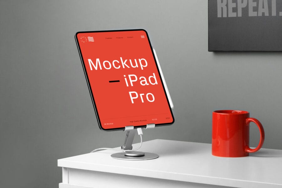 free iPad pro mockup on stand