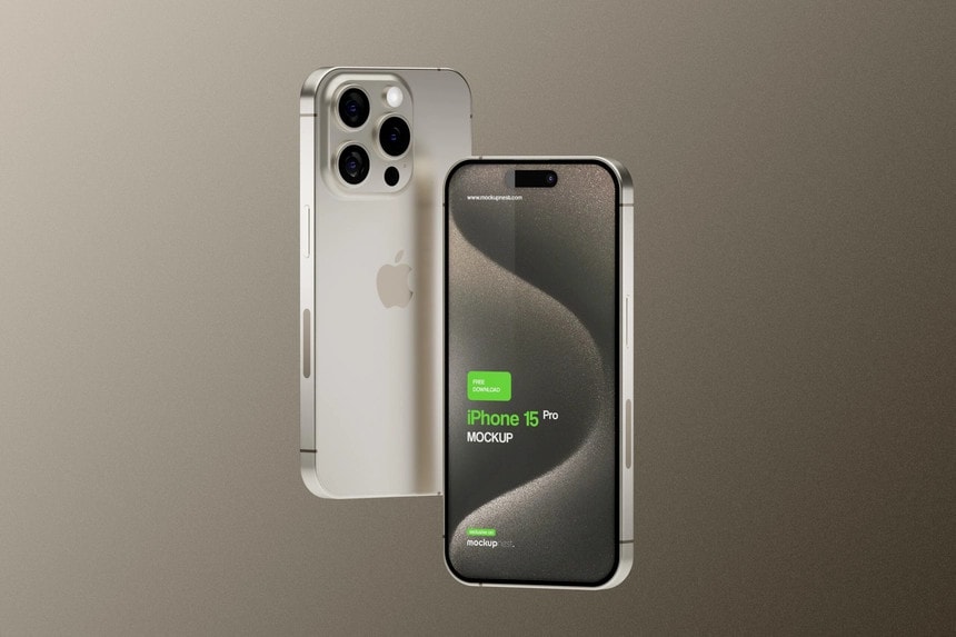 iPhone 15 pro mockup natural titanium