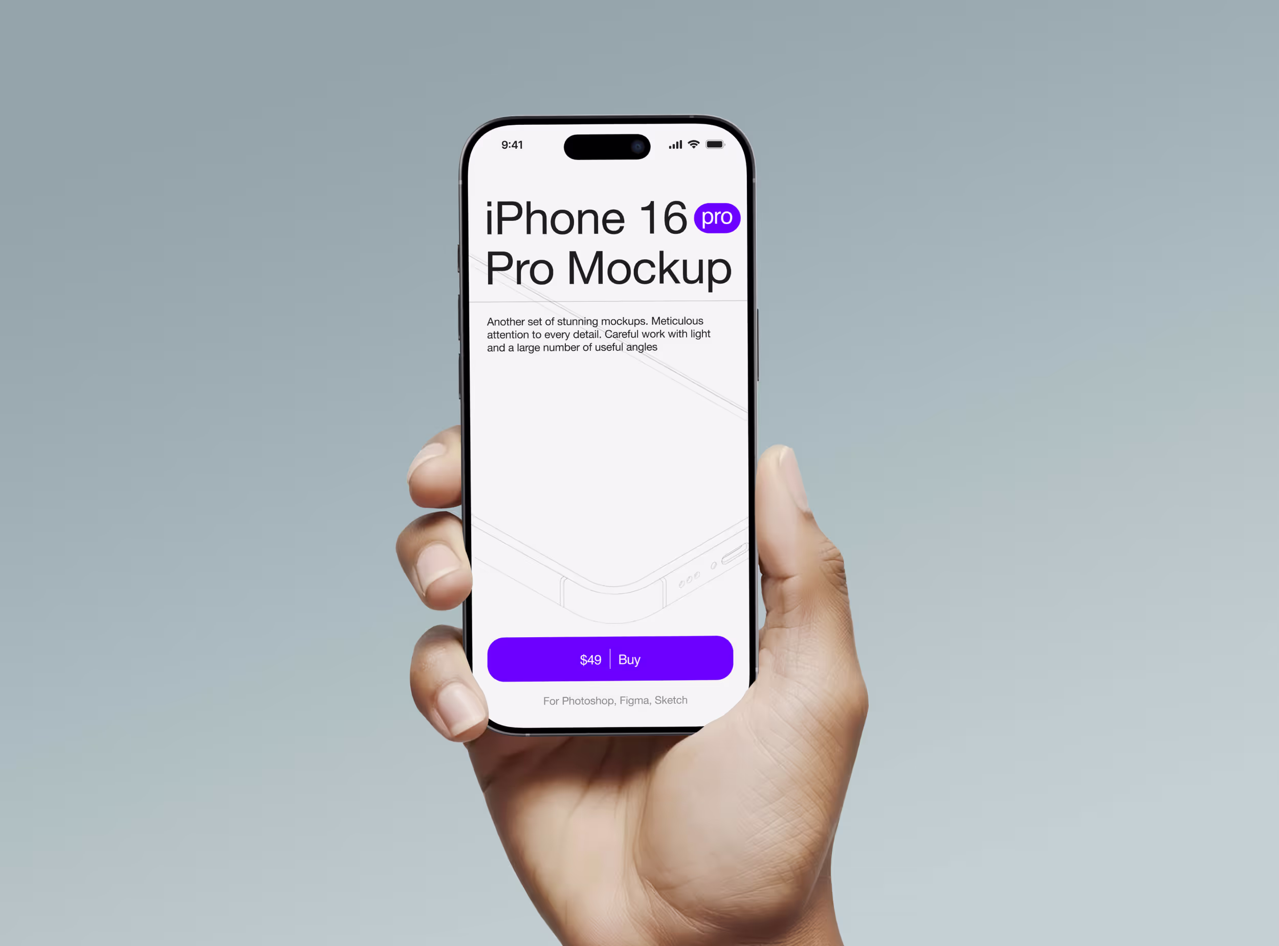 free iPhone 16 Pro mockup in hand