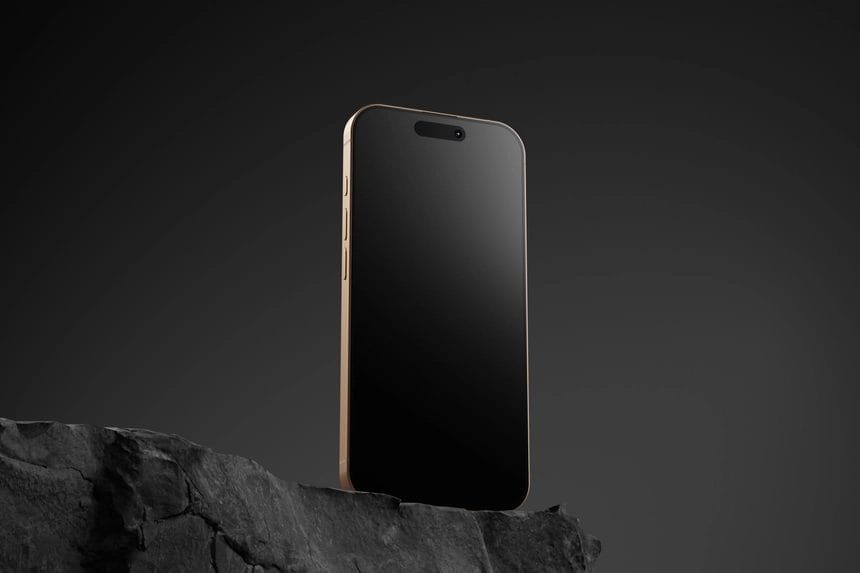 free iPhone 16 pro mockup desert titanium color