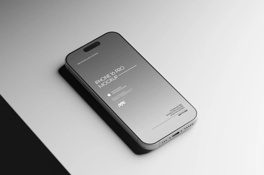free iPhone 16 pro mockup black titanium color