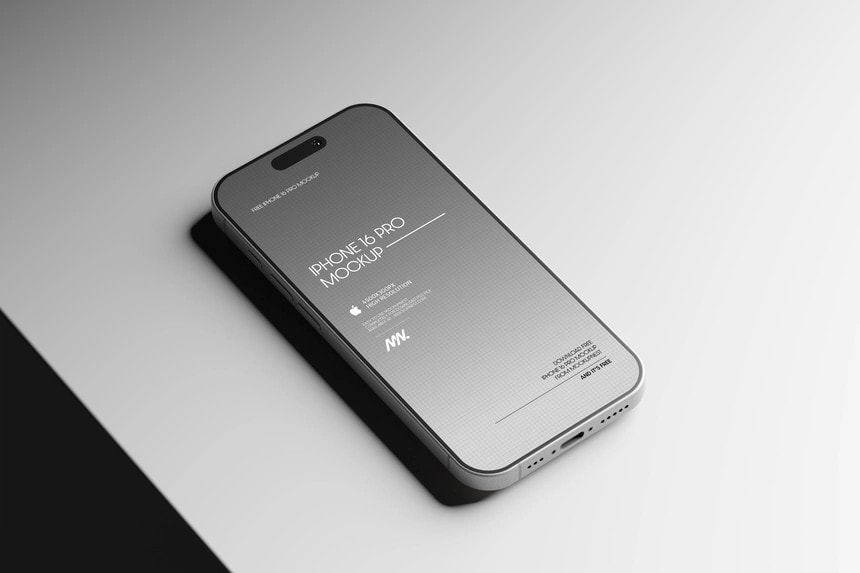 free iPhone 16 pro mockup black titanium color