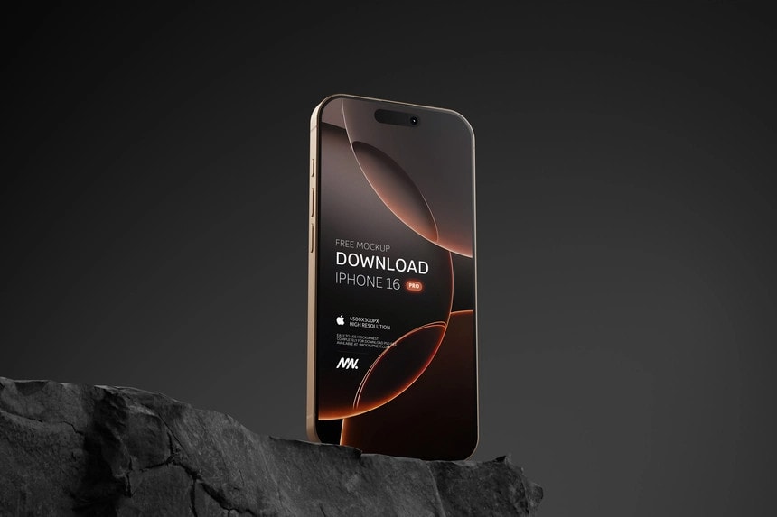 free iPhone 16 pro mockup desert titanium color