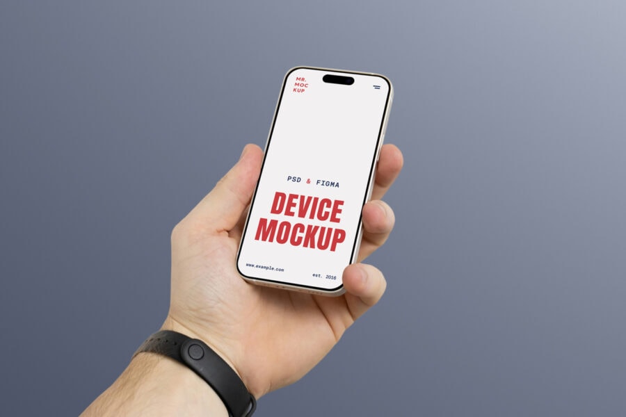 free iPhone 16 pro mockup on hand