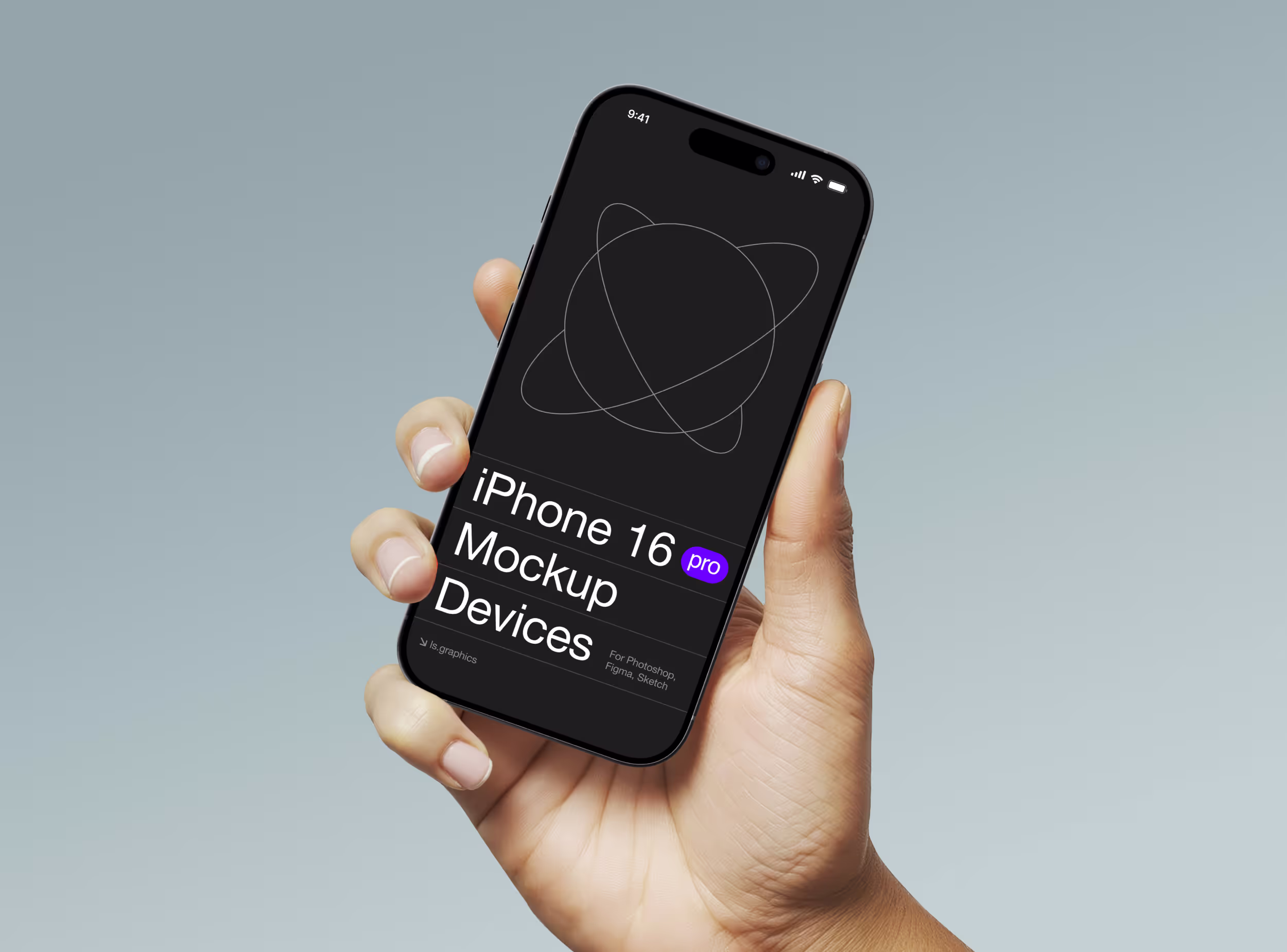 free iPhone 16 pro mockup with hand holding
