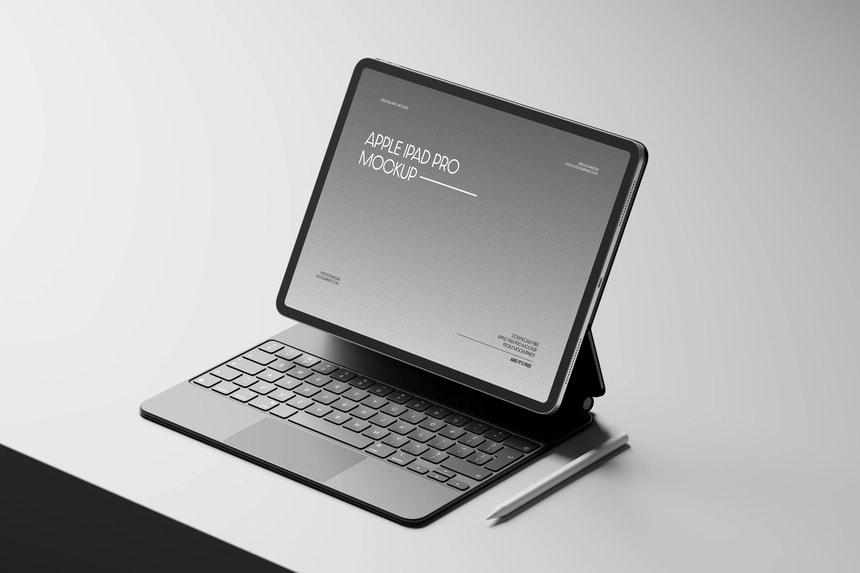 free ipad pro mockup with magic keyboard