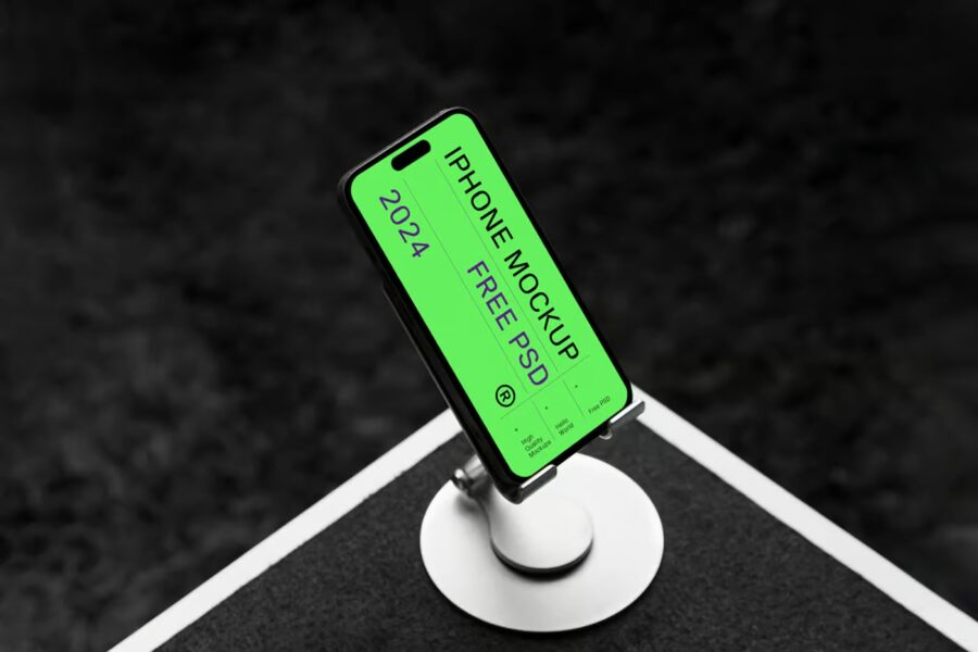 free iphone 14 pro mockup in dock