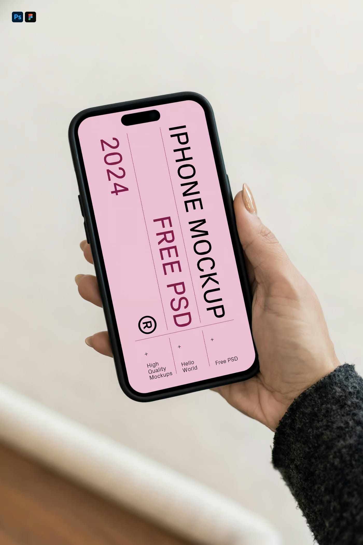 free iphone 14 pro mockup in hand