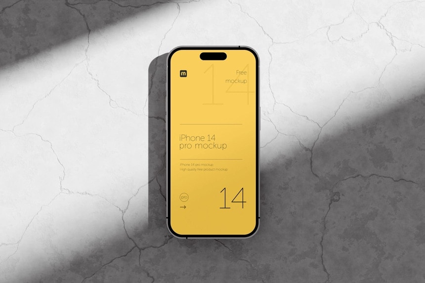 iphone 14 pro mockup with cracked wall