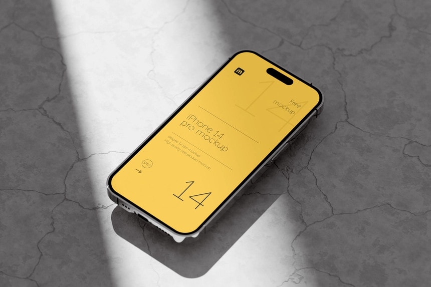 iphone 14 pro mockup with cracked wall