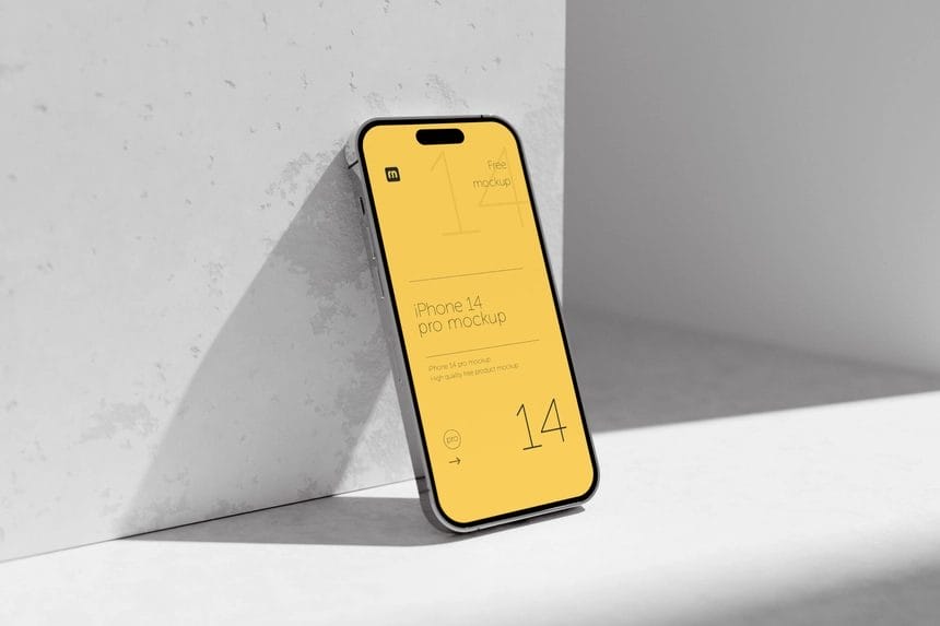 iphone 14 pro mockup with cracked wall