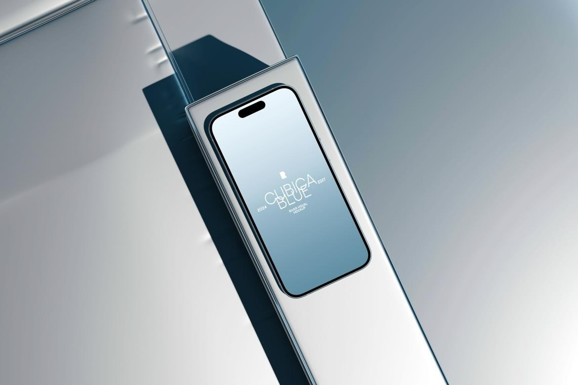 iphone 15 pro mockup- cubica blue