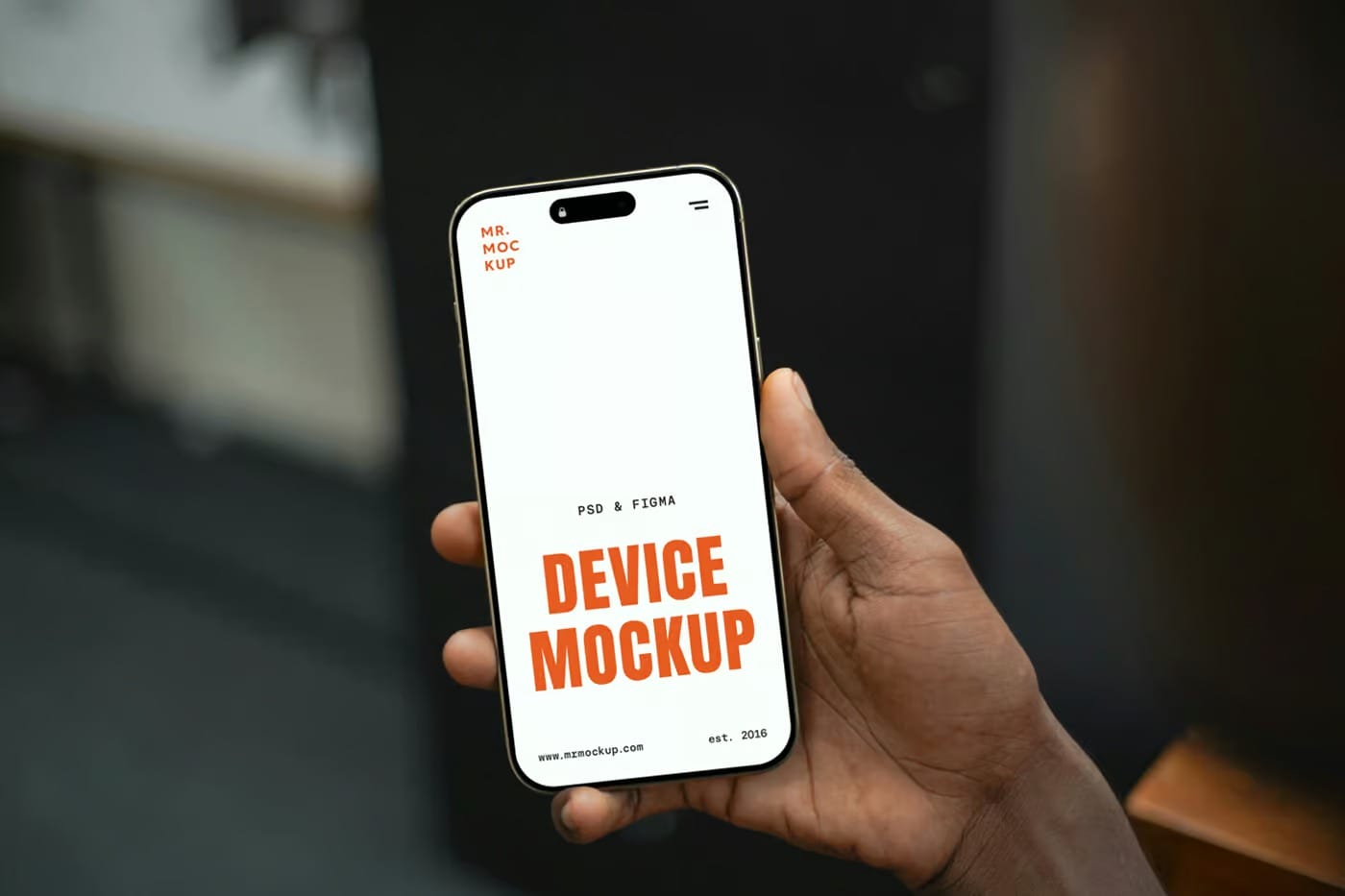 free iphone 16 pro mockup hand holding