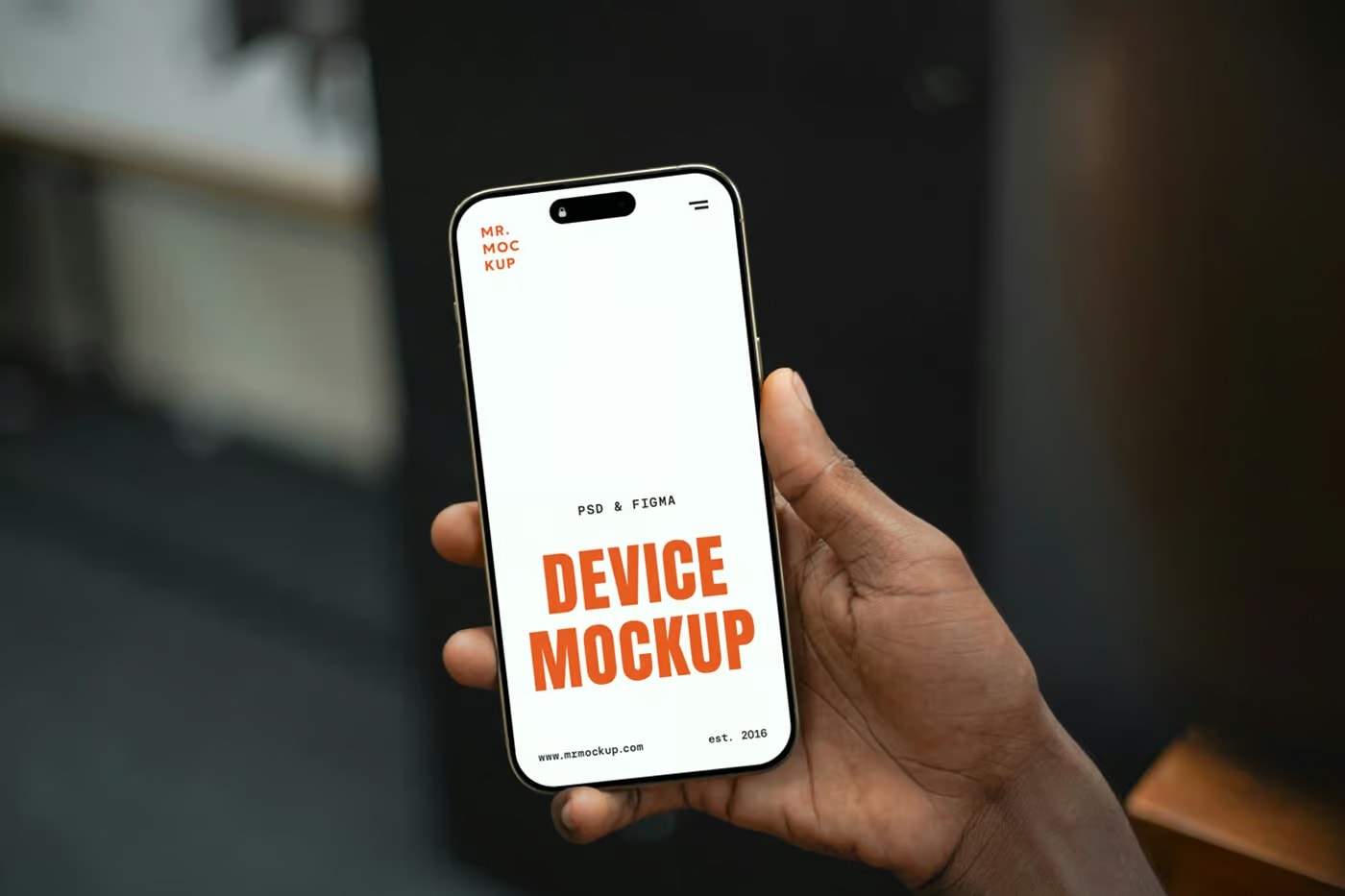 free iphone 16 pro mockup hand holding